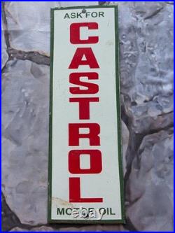 Vintage Ask For Castrol Motor Oil Porcelain Sign 12×4