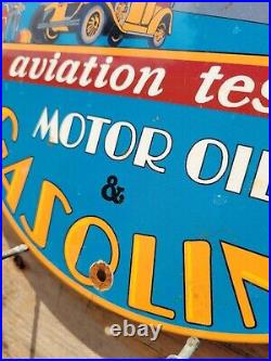 Vintage Atlantic Gasoline Porcelain Sign Aviation Motor Oil Gas Flying Service