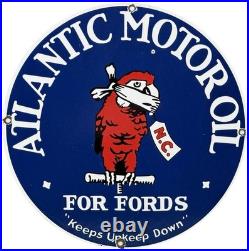 Vintage Atlantic Gasoline Porcelain Sign Gas Station Pump Plate Motor Oil