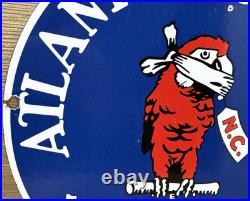 Vintage Atlantic Gasoline Porcelain Sign Gas Station Pump Plate Motor Oil