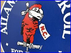 Vintage Atlantic Gasoline Porcelain Sign Gas Station Pump Plate Motor Oil