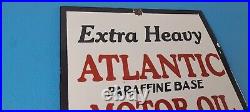 Vintage Atlantic Gasoline Sign Gas Service Pump Porcelain Motor Oil Sign