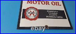 Vintage Atlantic Gasoline Sign Gas Service Pump Porcelain Motor Oil Sign