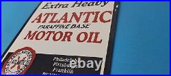 Vintage Atlantic Gasoline Sign Gas Service Pump Porcelain Motor Oil Sign