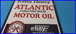 Vintage Atlantic Gasoline Sign Gas Service Pump Porcelain Motor Oil Sign