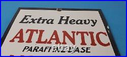 Vintage Atlantic Gasoline Sign Gas Service Pump Porcelain Motor Oil Sign