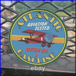 Vintage Atlantic Motor Oil & Gasoline Porcelain Gas Oil 4.5 Sign