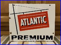 Vintage Atlantic Premium Porcelain Sign Motor Oil Gas Pump Station Man Cave 1A