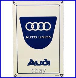Vintage Audi Porcelain Dealership Sign Gas Station Pump Plate Motor Oil Service