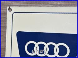 Vintage Audi Porcelain Dealership Sign Gas Station Pump Plate Motor Oil Service