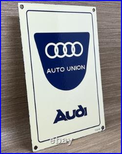 Vintage Audi Porcelain Dealership Sign Gas Station Pump Plate Motor Oil Service Vintage Audi Porcelain Dealership Sign Gas Station Pump Plate Motor Oil Service