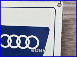 Vintage Audi Porcelain Dealership Sign Gas Station Pump Plate Motor Oil Service