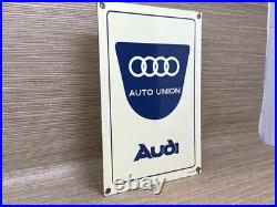 Vintage Audi Porcelain Dealership Sign Gas Station Pump Plate Motor Oil Service