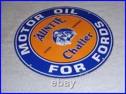Vintage Auntie Chatter Motor Oil Ford Car Grandma Porcelain Metal Gasoline Sign