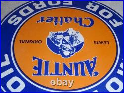 Vintage Auntie Chatter Motor Oil Ford Car Grandma Porcelain Metal Gasoline Sign