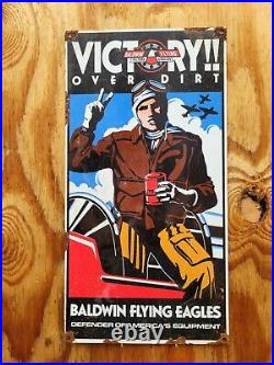 Vintage Baldwin Porcelain Sign Military War Airplane Engine Motor Oil Filter 17