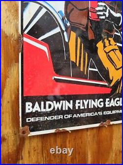 Vintage Baldwin Porcelain Sign Military War Airplane Engine Motor Oil Filter 17