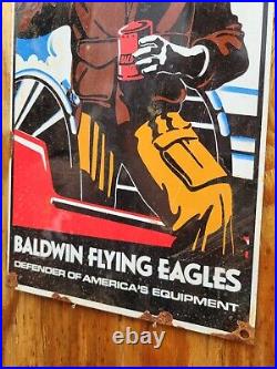 Vintage Baldwin Porcelain Sign Military War Airplane Engine Motor Oil Filter 17