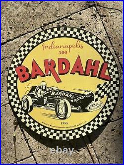 Vintage Bardahl Porcelain Sign Race Car 1955 Auto Garage Motor Oil Gas Station
