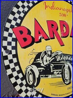 Vintage Bardahl Porcelain Sign Sport Speed Racing Motor Oil Gas Station Service