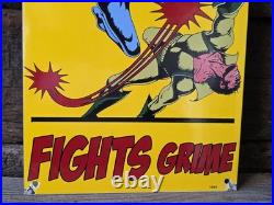 Vintage Bardahl Top Motor Oil Porcelain Sign, Fights Grime 18×10