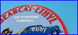 Vintage Bearcat Porcelain General Motors Chevrolet Chevy Ethyl Gas Oil Sign