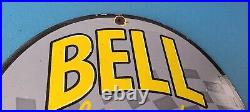 Vintage Bell Auto Parts Porcelain Gas Motor Oil Service Station Pump Plate Sign