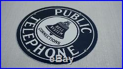 Vintage Bell Telephone Porcelain Sign Gas Motor Oil Metal Station Pump Pay Phone