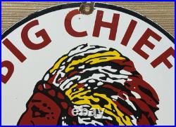 Vintage Big Chief White Bread Porcelain Sign Grocery Store Gas Station Motor Oil