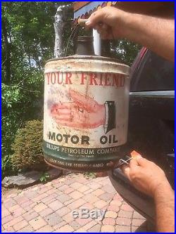 Vintage Billups Your Friend Motor Oil Gas Can with Hand sign Graphics Gas Gasoline