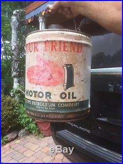Vintage Billups Your Friend Motor Oil Gas Can with Hand sign Graphics Gas Gasoline