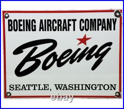 Vintage Boeing Aircraft Co Porcelain Sign Airplane Hangar Gas Station Motor Oil
