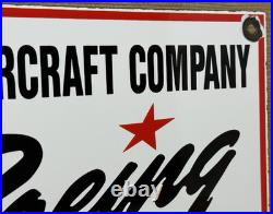 Vintage Boeing Aircraft Co Porcelain Sign Airplane Hangar Gas Station Motor Oil