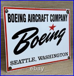 Vintage Boeing Aircraft Co Porcelain Sign Airplane Hangar Gas Station Motor Oil