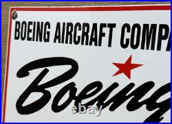 Vintage Boeing Aircraft Co Porcelain Sign Airplane Hangar Gas Station Motor Oil
