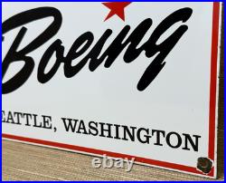 Vintage Boeing Aircraft Co Porcelain Sign Airplane Hangar Gas Station Motor Oil