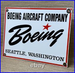 Vintage Boeing Aircraft Co Porcelain Sign Airplane Hangar Gas Station Motor Oil