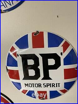 Vintage Bp Motor Spirit Porcelain Sign Gas Oil British Petroleum Dome