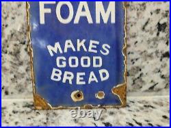 Vintage Bread Porcelain Sign Bakery Yeast Foam Food Gas Motor Oil Door Push Pull
