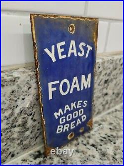 Vintage Bread Porcelain Sign Bakery Yeast Foam Food Gas Motor Oil Door Push Pull