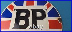 Vintage British Petroleum Sign English BP Motor Oil Gas Pump Porcelain Sign