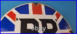 Vintage British Petroleum Sign English BP Motor Oil Gas Pump Porcelain Sign