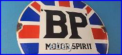 Vintage British Petroleum Sign English BP Motor Oil Gas Pump Porcelain Sign