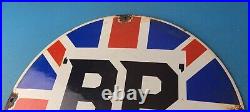 Vintage British Petroleum Sign English BP Motor Oil Gas Pump Porcelain Sign