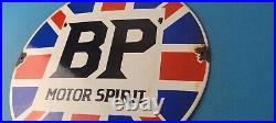 Vintage British Petroleum Sign English BP Motor Oil Gas Pump Porcelain Sign