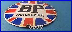 Vintage British Petroleum Sign English BP Motor Oil Gas Pump Porcelain Sign