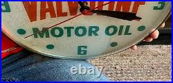Vintage Bubble Glass Valvoline Motor Oil lighted Clock Gas Gasoline Sign WORKS