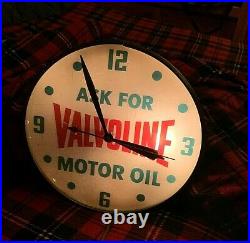 Vintage Bubble Glass Valvoline Motor Oil lighted Clock Gas Gasoline Sign WORKS
