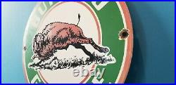 Vintage Buffalo Gasoline Porcelain Gas Motor Oil Service Station Pump Plate Sign
