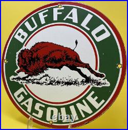 Vintage Buffalo Gasoline Porcelain Sign Gas Service Station Pump Plate Motor Oil